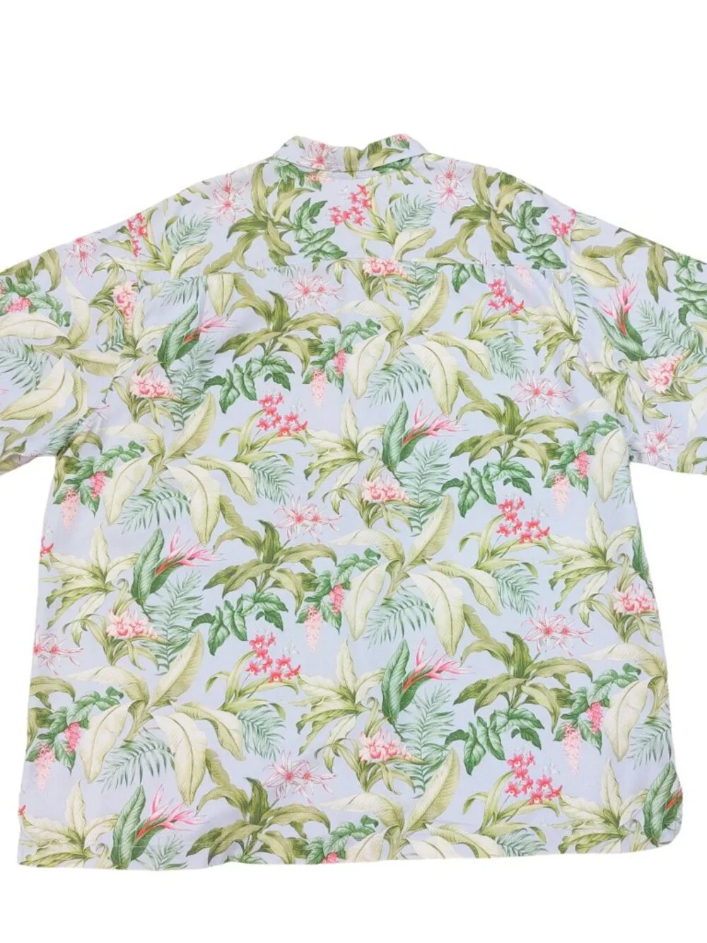Tommy Bahama 100% Silk Hawaiian Shirt Mens 2XB, Blue Floral Tiki Aloha, 2XL Big